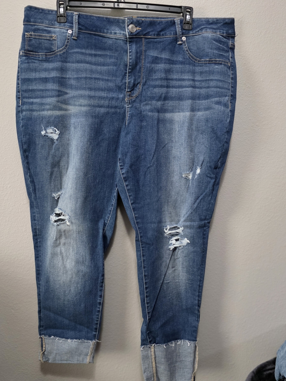 Maurices Distressed Medium Blue Cropped Jeans